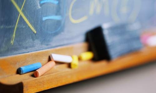 Colorful Chalk at Chalkboard ca. 2001